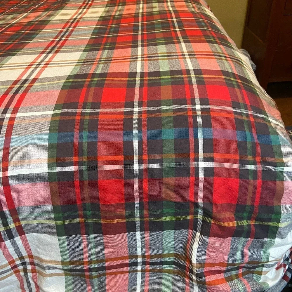 Pottery Barn Plaid Flannel Duvet Cover Full/Queen Classic‎ Tartan READ